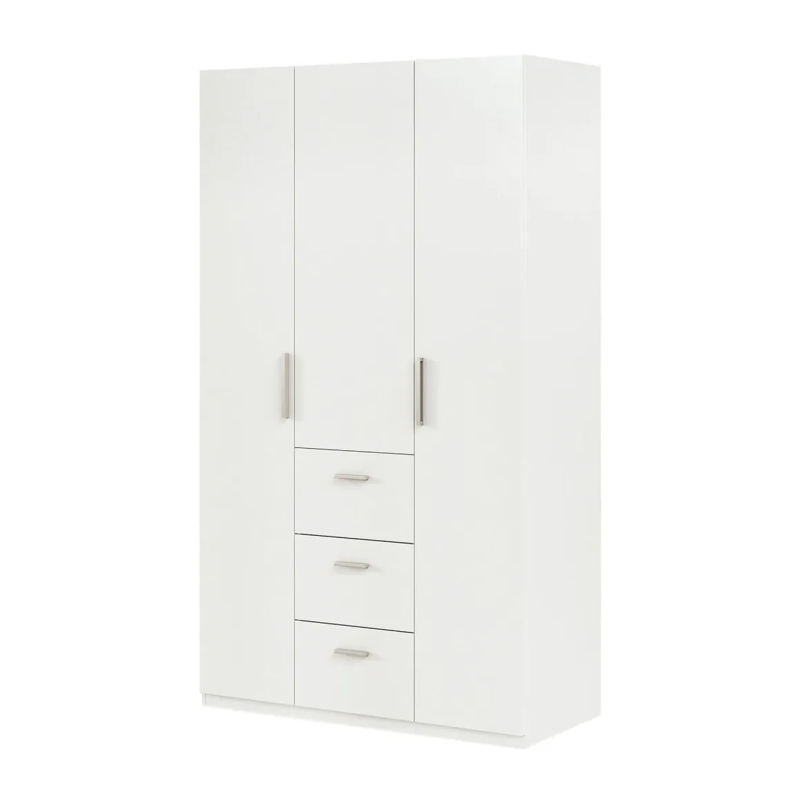 Guardaroba 3 Ante Bianco 4 Ripiani Appendiabiti 117x52 cm, 3 Cassetti - Anama