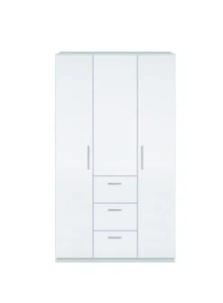 Guardaroba 3 Ante Bianco 4 Ripiani Appendiabiti 117x52 cm, 3 Cassetti - Anama