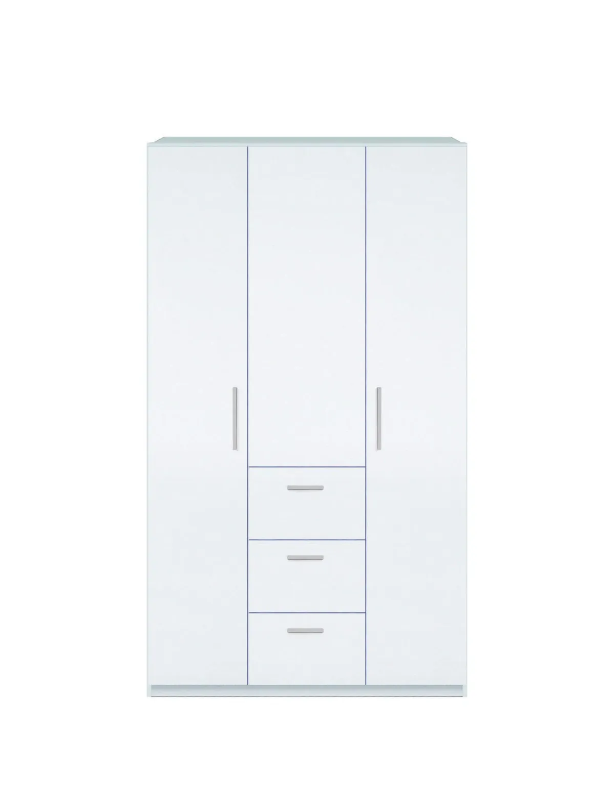 Guardaroba 3 Ante Bianco 4 Ripiani Appendiabiti 117x52 cm, 3 Cassetti - Anama