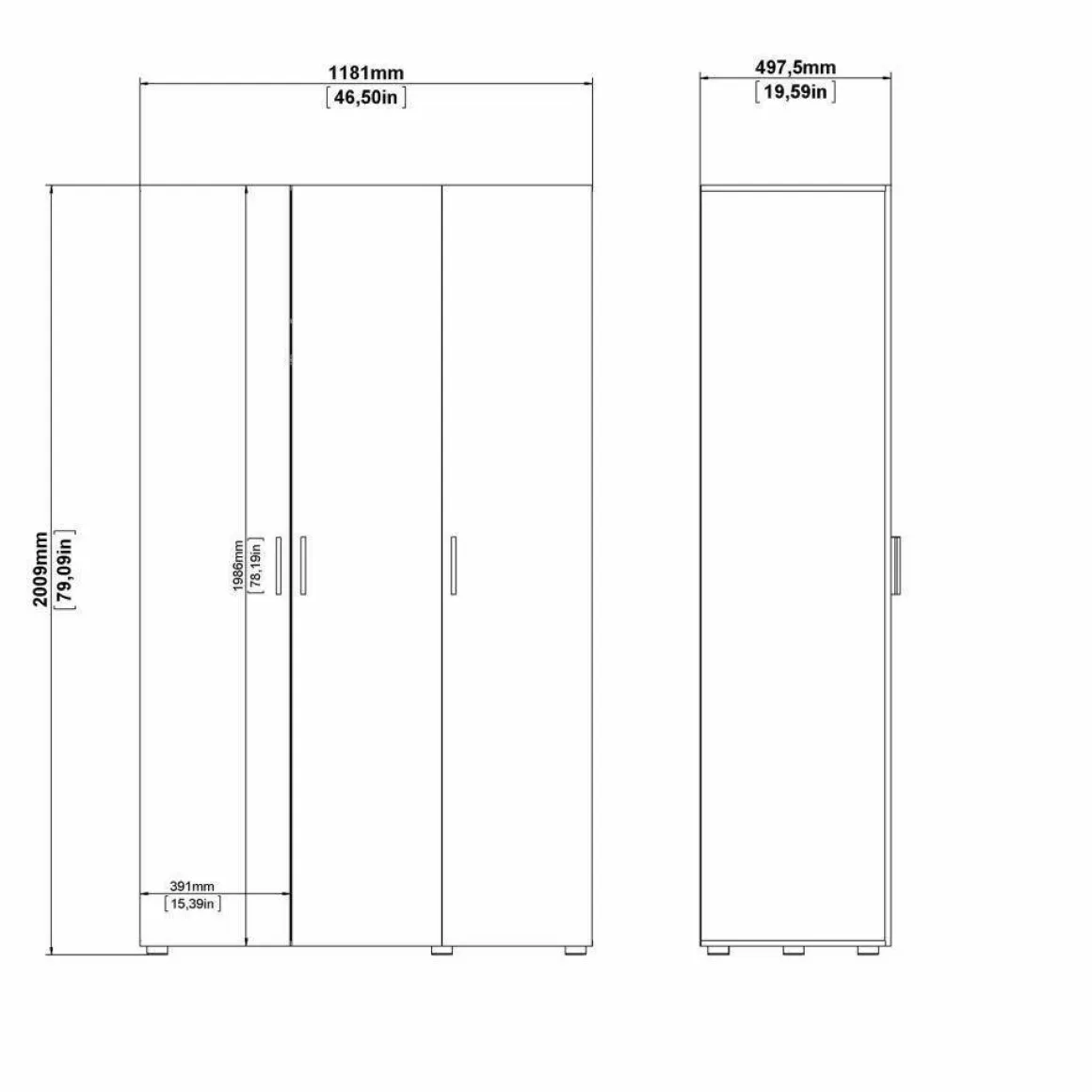Guardaroba 3 Ante|Camera Da Letto > Dmora Guardaroba 3 ante 120x170h cm - Anci Bianco