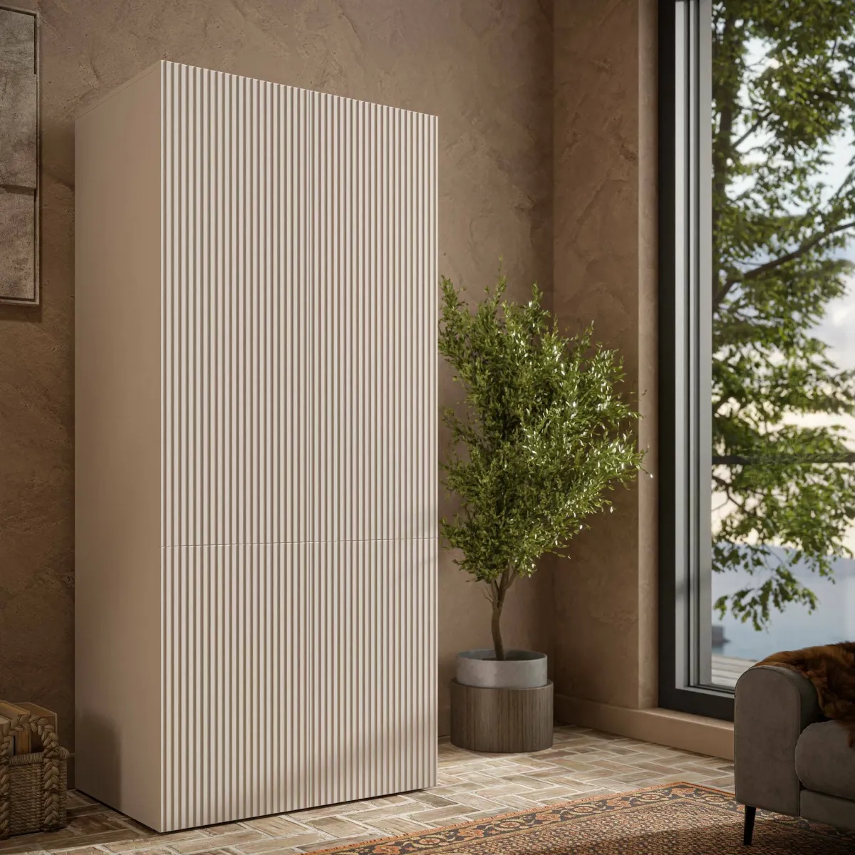 Guardaroba 2 Ante > Dmora Guardaroba 2 ante Caiazzo, 90x56 h199 cm, Beige Beige Cashmere
