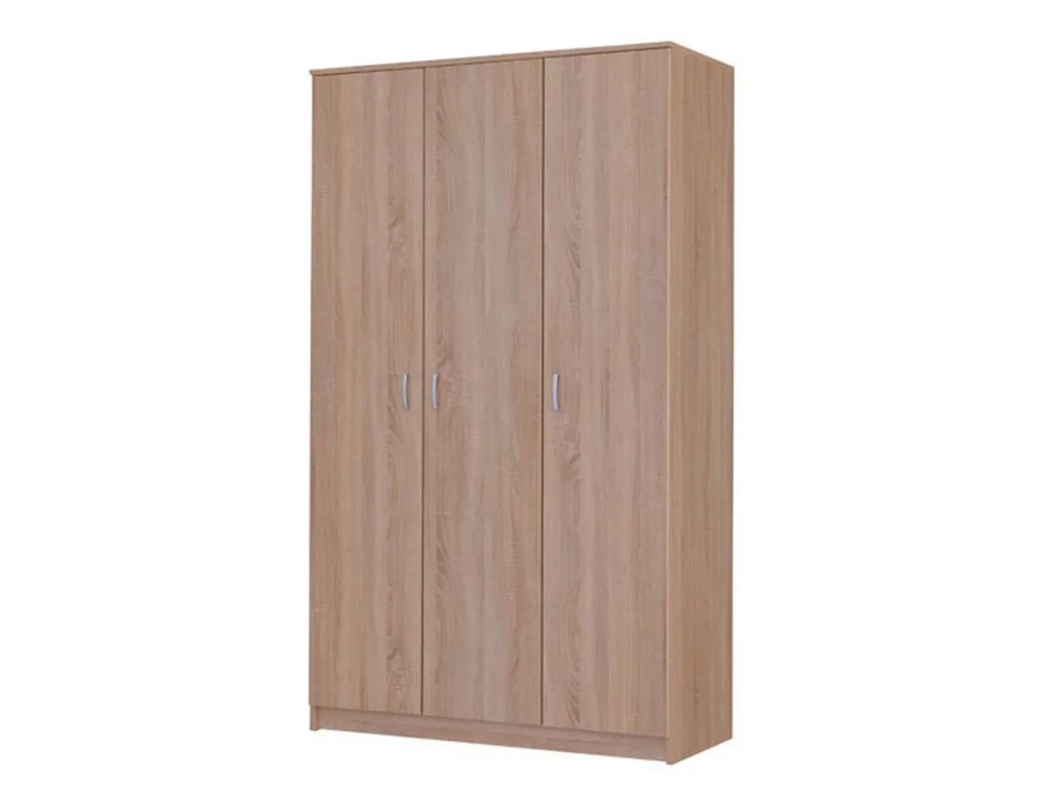 Guardaroba 3 Ante Marrone Appendiabiti 4 Ripiani 120x52 cm, 3 Ante - Licodia