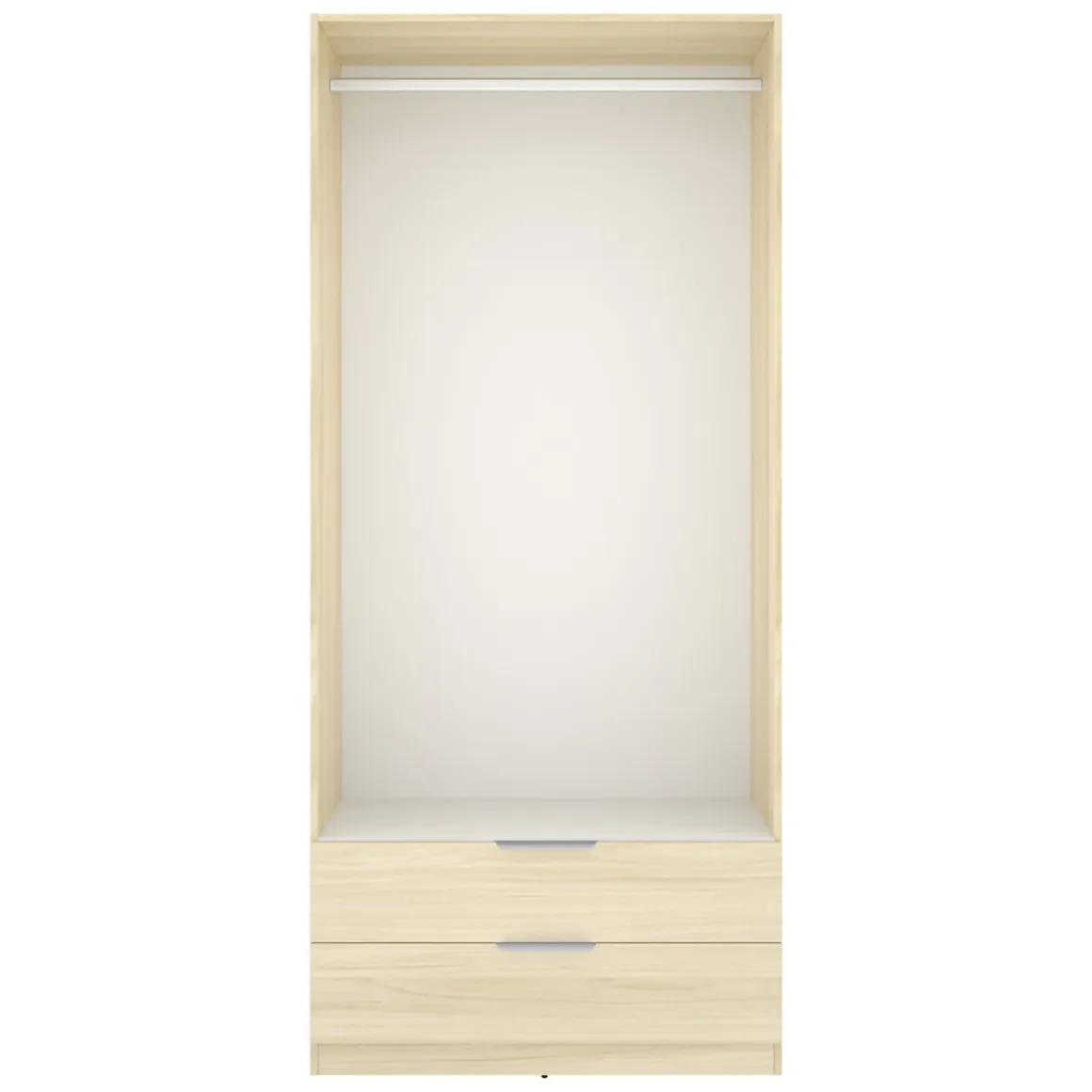 Guardaroba 2 Ante Marrone Bianco Rovere Appendiabiti 2 Cassetti 51x204h cm, un Ripiano - Montclare