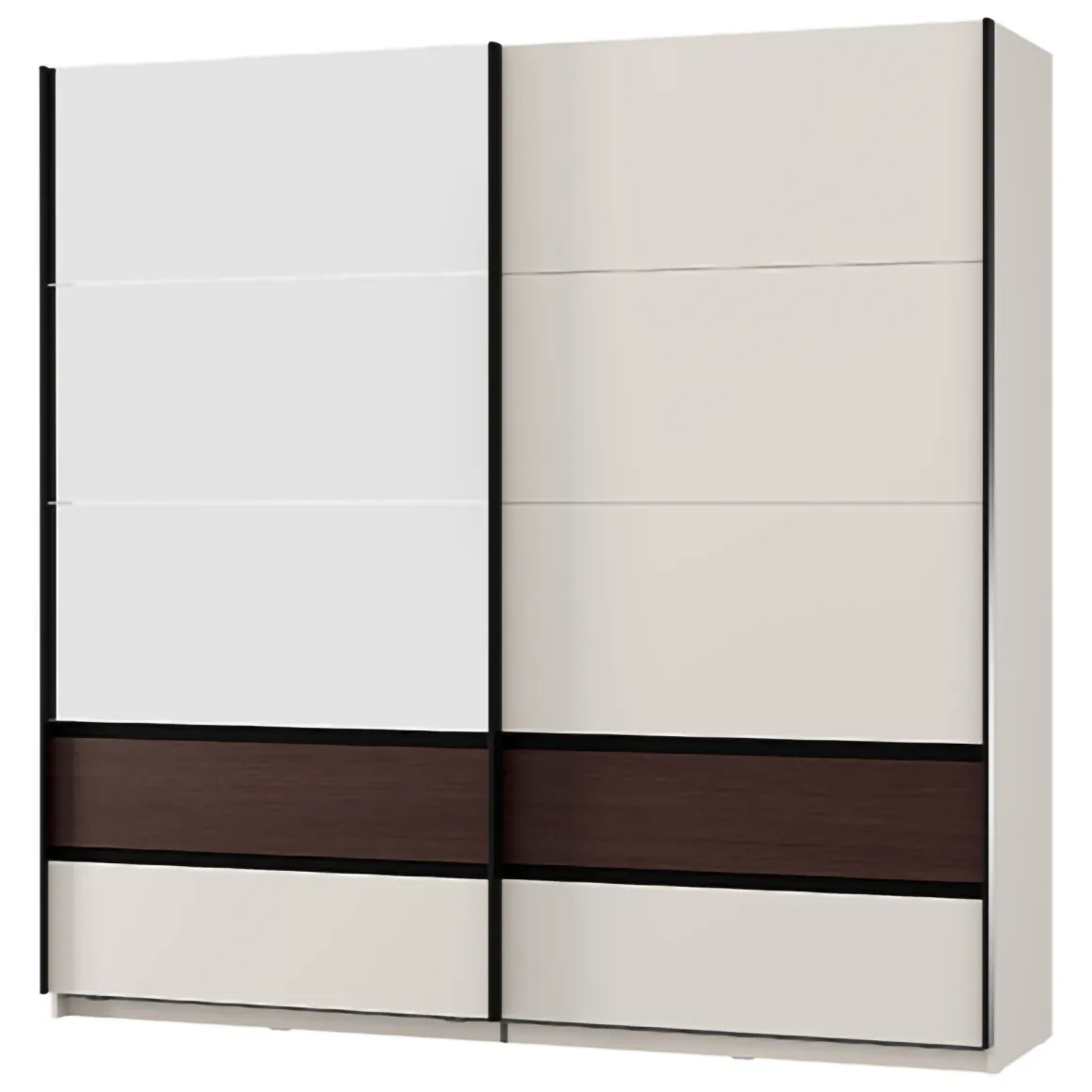 Guardaroba 2 Ante > Dmora Guardaroba 2 Ante un Ripiano 2 Cassetti 80x201h cm, Appendiabiti - Paolina Marrone Noce