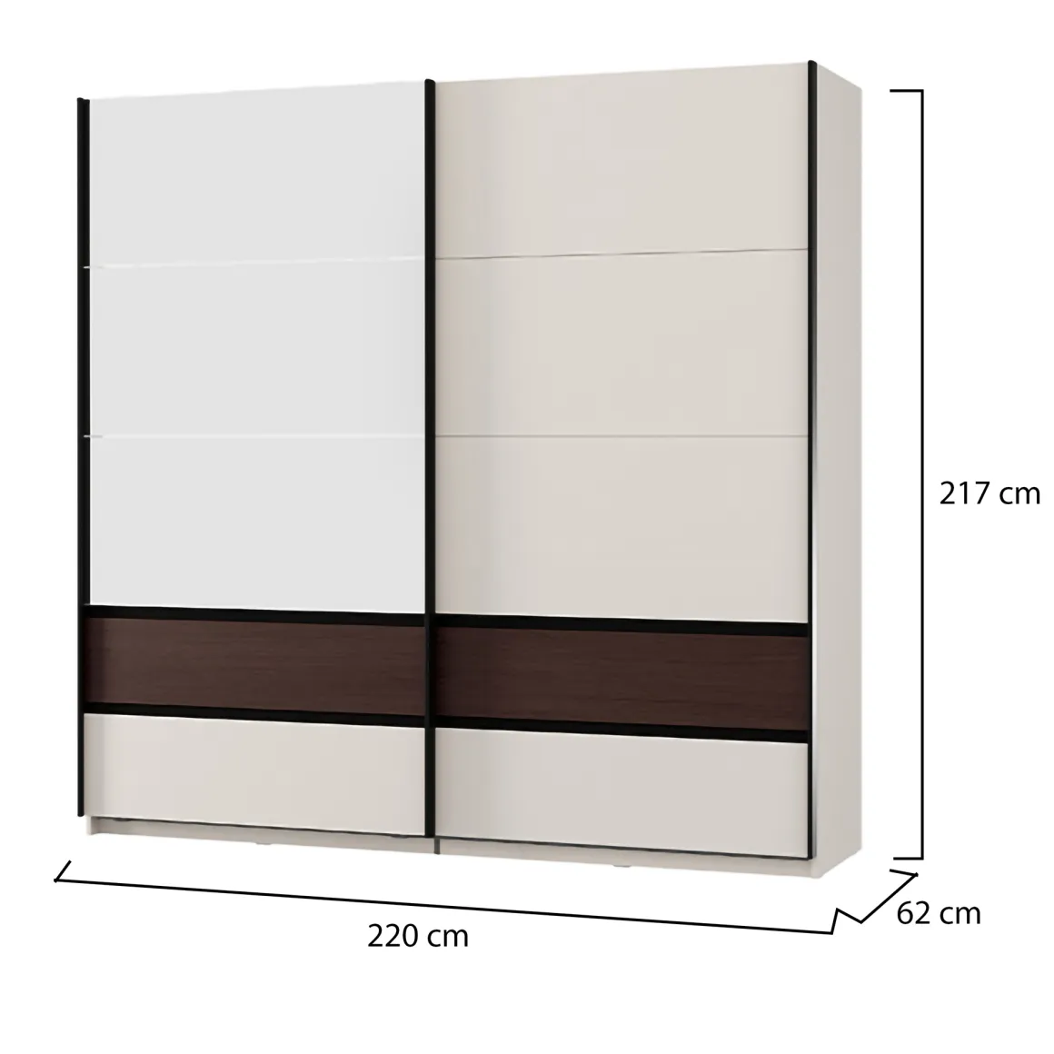 Guardaroba 2 Ante > Dmora Guardaroba 2 Ante un Ripiano 2 Cassetti 80x201h cm, Appendiabiti - Paolina Marrone Noce