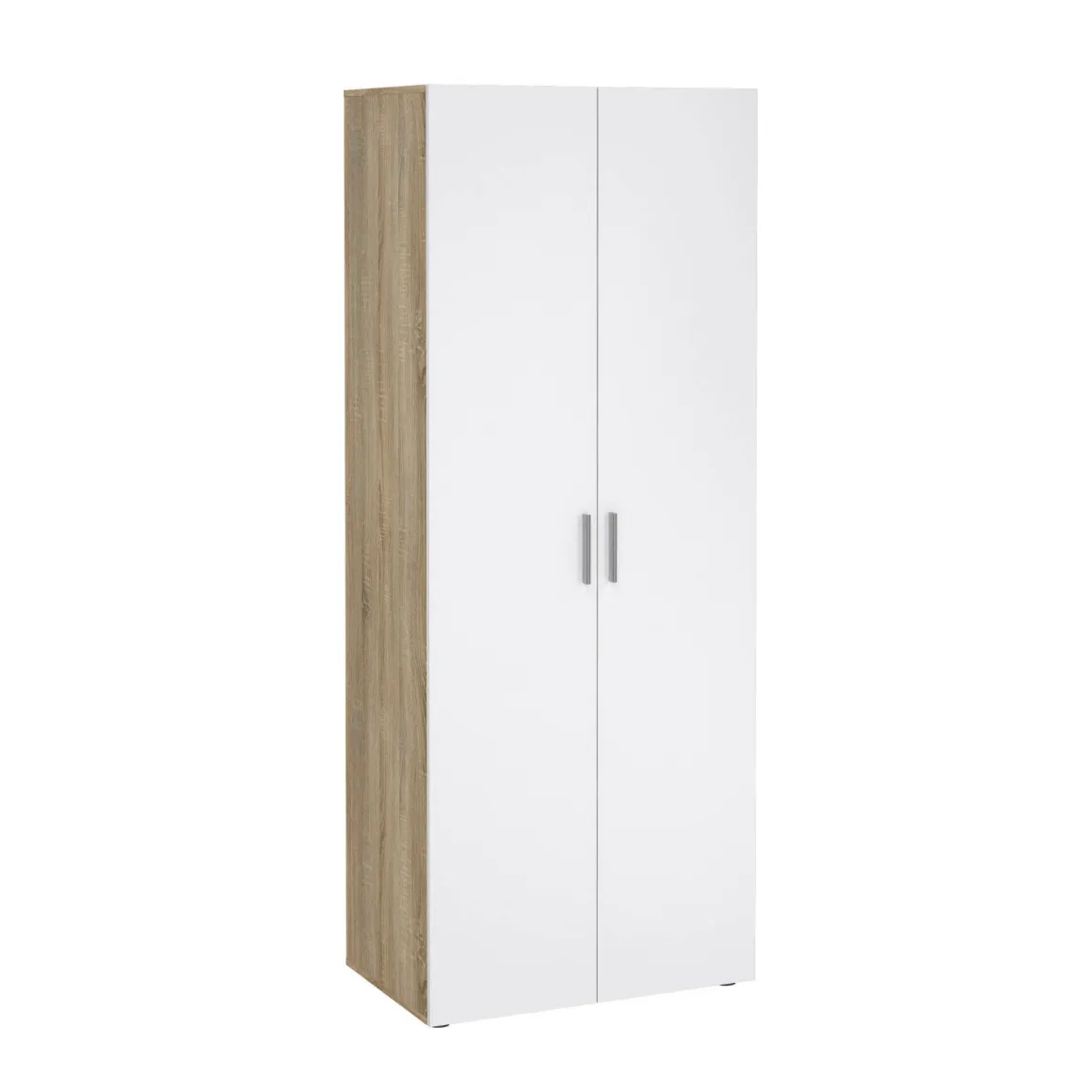Guardaroba 2 Ante Marrone Quercia Bianco Lucido Appendiabiti 5 Ripiani 78.7x200.9h cm, 2 Ante - Argor