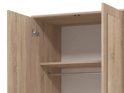Guardaroba 3 Ante > Dmora Guardaroba 3 Ante Marrone Quercia Bianco Appendiabiti 2 Cassetti 120x52 cm, 4 Ripiani - Crati Bianco, Marrone Quercia