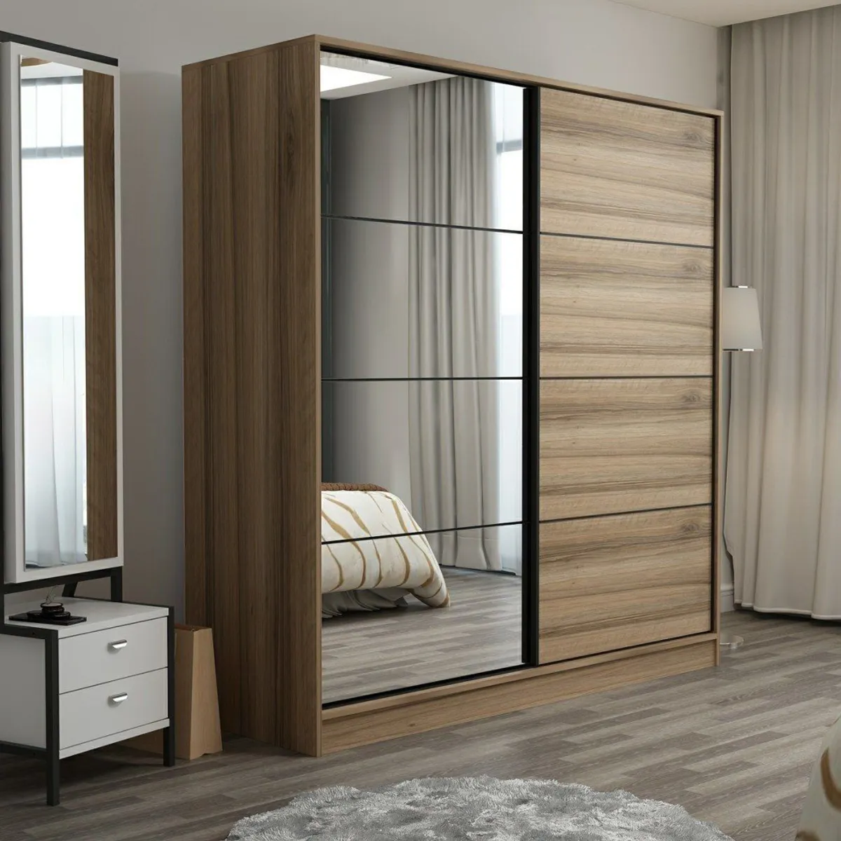 Guardaroba 2 Ante > Dmora Guardaroba 2 Ante Appendiabiti 5 Ripiani 180x190h cm, 2 Ante - Rovolon Marrone Rovere