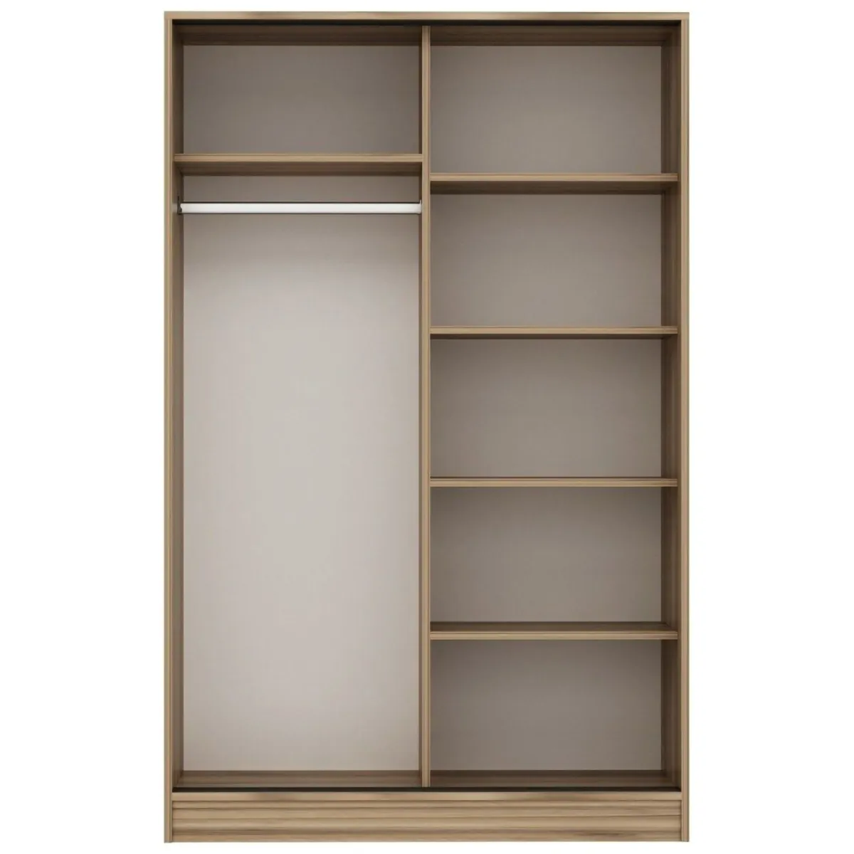 Guardaroba 2 Ante > Dmora Guardaroba 2 Ante Marrone Rovere Bianco 5 Ripiani Appendiabiti 120x190h cm, Apertura Scorrevole - Pozzilli Bianco, Marrone Rovere