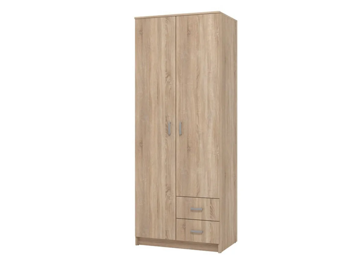 Guardaroba 2 Ante > Dmora Guardaroba 2 Ante Marrone Rovere Bianco Appendiabiti un Ripiano 80x205h cm, 2 Ante - Roncaro Bianco, Marrone Rovere