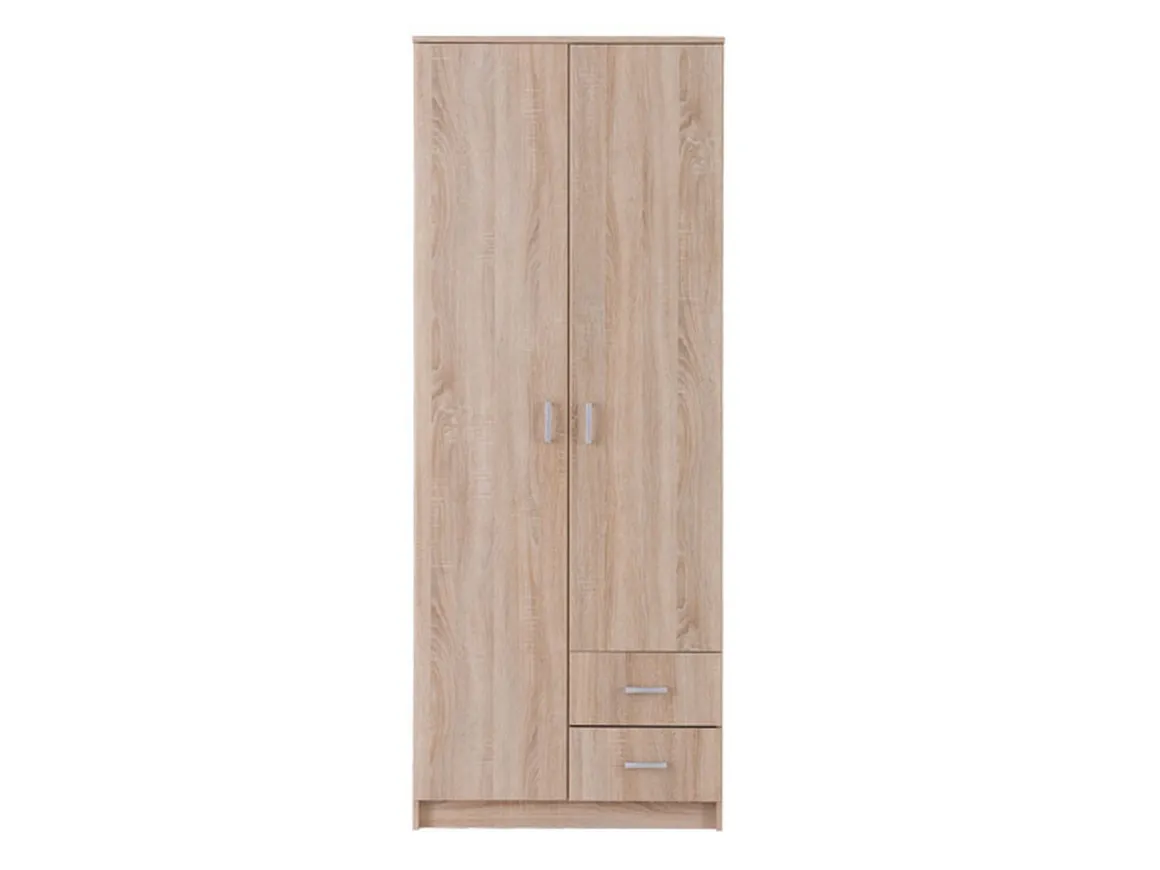 Guardaroba 2 Ante > Dmora Guardaroba 2 Ante Marrone Rovere Bianco Appendiabiti un Ripiano 80x205h cm, 2 Ante - Roncaro Bianco, Marrone Rovere
