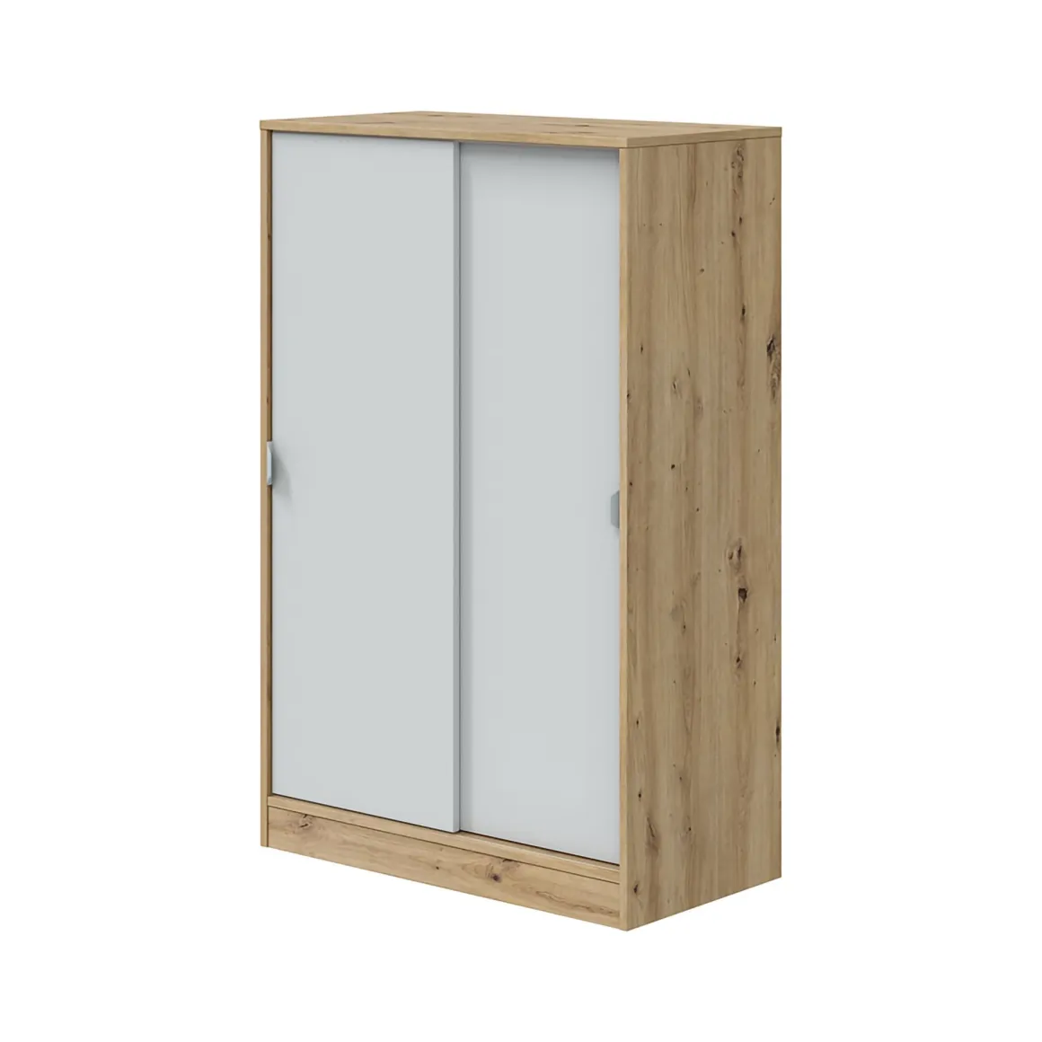 Guardaroba 2 Ante > Dmora Guardaroba 2 Ante Marrone Rovere Nodi Bianco 4 Cassetti 2 Ripiani 140x200h cm, Appendiabiti - Ponna Bianco, Marrone Rovere Nodi