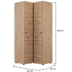 Guardaroba 2 Ante > Dmora Guardaroba 2 Ante Marrone Rovere Nodi Bianco 4 Ripiani Apertura Scorrevole 100x119h cm, 6 Vani - Resana Bianco, Marrone Rovere Nodi
