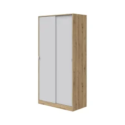 Guardaroba 2 Ante > Dmora Guardaroba 2 Ante Marrone Rovere Nodi Grigio Appendiabiti 5 Ripiani 97x194h cm, 2 Ante - Kabatoli Grigio, Marrone Rovere Nodi