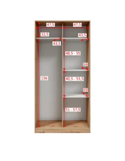 Guardaroba 2 Ante > Dmora Guardaroba 2 Ante Marrone Rovere Nodi Grigio Appendiabiti 5 Ripiani 97x194h cm, 2 Ante - Kabatoli Grigio, Marrone Rovere Nodi
