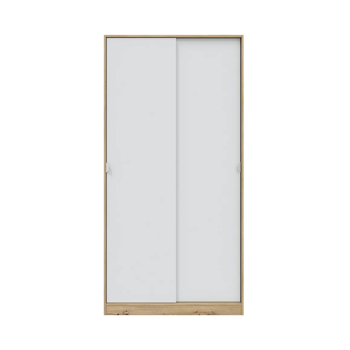 Guardaroba 2 Ante Marrone Rovere Nodi Bianco 4 Ripiani Appendiabiti 100x200h cm, Apertura Scorrevole - Orgosolo