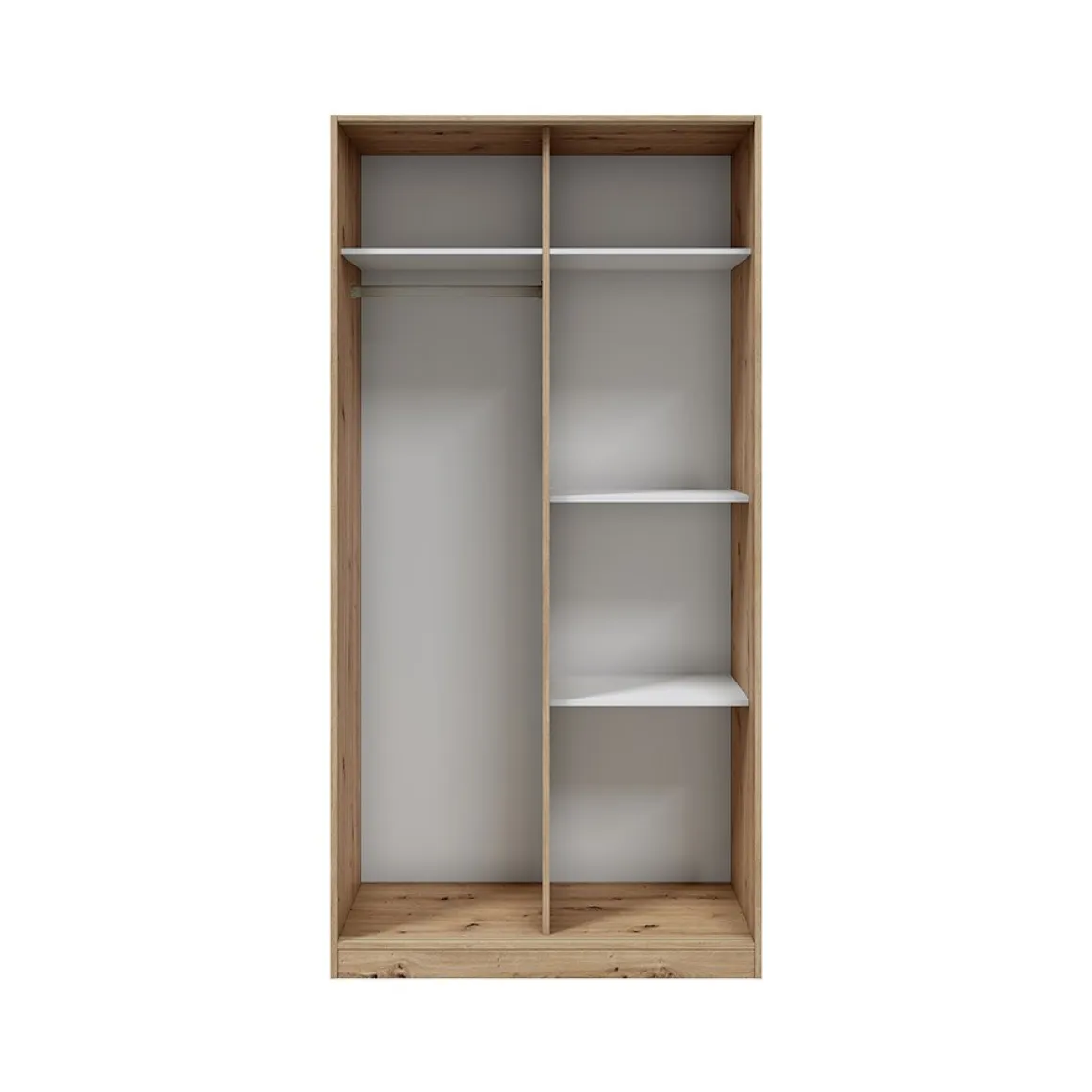 Guardaroba 2 Ante Marrone Rovere Nodi Bianco 4 Ripiani Appendiabiti 100x200h cm, Apertura Scorrevole - Orgosolo