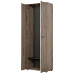 Guardaroba 2 Ante > Dmora Guardaroba 2 Ante Marrone Rovere Nodi Nero 2 Ripiani Appendiabiti 220x205h cm, Apertura Scorrevole - Lalibe Nero, Marrone Rovere Nodi