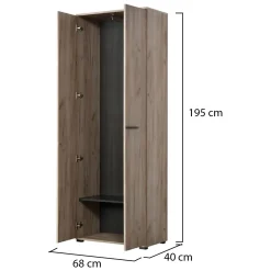 Guardaroba 2 Ante > Dmora Guardaroba 2 Ante Marrone Rovere Nodi Nero 2 Ripiani Appendiabiti 220x205h cm, Apertura Scorrevole - Lalibe Nero, Marrone Rovere Nodi