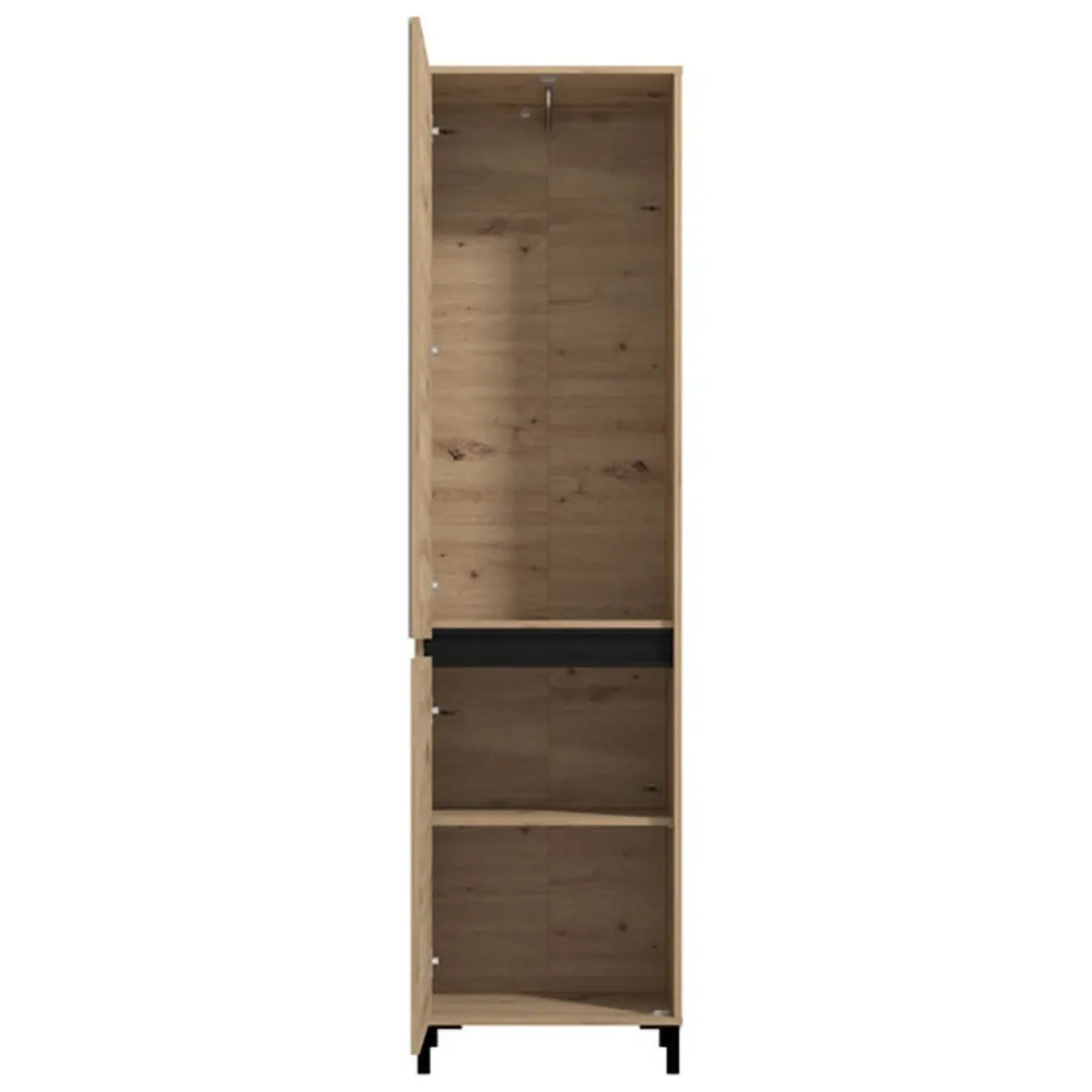 Guardaroba 2 Ante Marrone Rovere Nodi Nero Appendiabiti 2 Ripiani 54.5x205.5h cm, 2 Ante - Monta