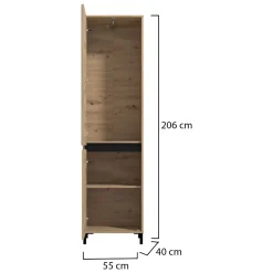 Guardaroba 2 Ante Marrone Rovere Nodi Nero Appendiabiti 2 Ripiani 54.5x205.5h cm, 2 Ante - Monta