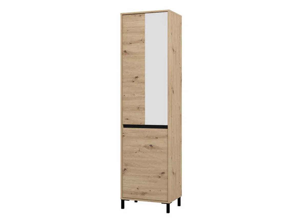 Guardaroba 2 Ante Marrone Rovere Nodi Nero Appendiabiti 2 Ripiani 54.5x205.5h cm, 2 Ante - Monta