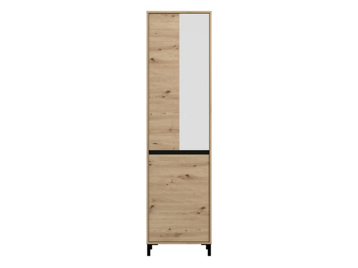 Guardaroba 2 Ante Marrone Rovere Nodi Nero Appendiabiti 2 Ripiani 54.5x205.5h cm, 2 Ante - Monta