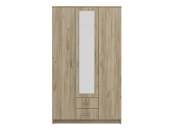 Guardaroba 3 Ante Marrone Rovere Bianco Appendiabiti 2 Cassetti 120x52 cm, 4 Ripiani - Crati