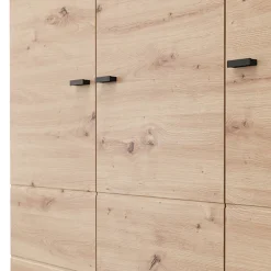 Guardaroba 3 Ante > Dmora Guardaroba 3 Ante Marrone Rovere Nodi Bianco Appendiabiti 4 Ripiani 150x50 cm, 6 Vani - Senales Bianco, Marrone Rovere Nodi