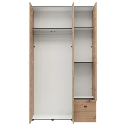 Guardaroba 3 Ante Marrone Rovere Nodi Bianco Appendiabiti un Cassetto 117x52 cm, 4 Ripiani - Serram