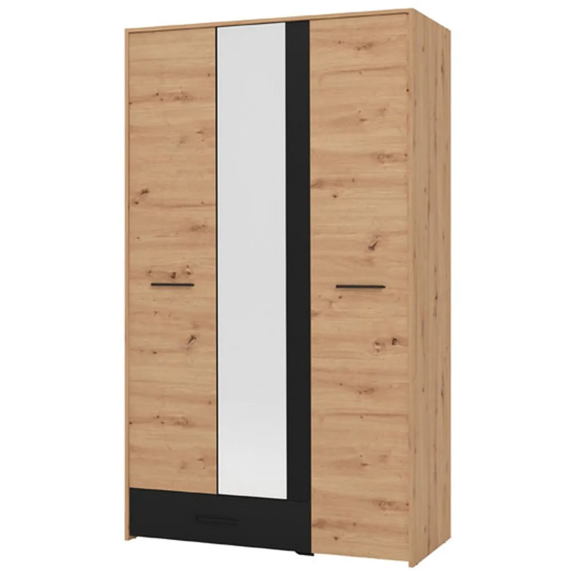 Guardaroba 3 Ante > Dmora Guardaroba 3 Ante Marrone Rovere Nodi Nero Appendiabiti un Cassetto 138x54.5 cm, 5 Ripiani - Ilbono Nero, Marrone Rovere Nodi