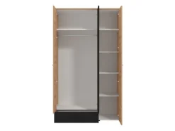 Guardaroba 3 Ante > Dmora Guardaroba 3 Ante Marrone Rovere Nodi Nero Appendiabiti un Cassetto 138x54.5 cm, 5 Ripiani - Ilbono Nero, Marrone Rovere Nodi