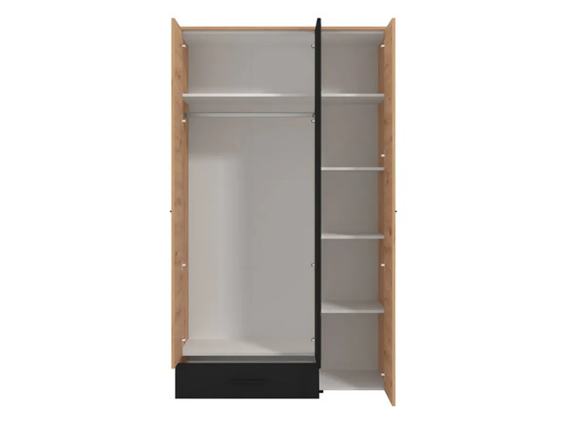 Guardaroba 3 Ante > Dmora Guardaroba 3 Ante Marrone Rovere Nodi Nero Appendiabiti un Cassetto 138x54.5 cm, 5 Ripiani - Ilbono Nero, Marrone Rovere Nodi