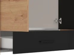 Guardaroba 3 Ante > Dmora Guardaroba 3 Ante Marrone Rovere Nodi Nero Appendiabiti un Cassetto 138x54.5 cm, 5 Ripiani - Ilbono Nero, Marrone Rovere Nodi