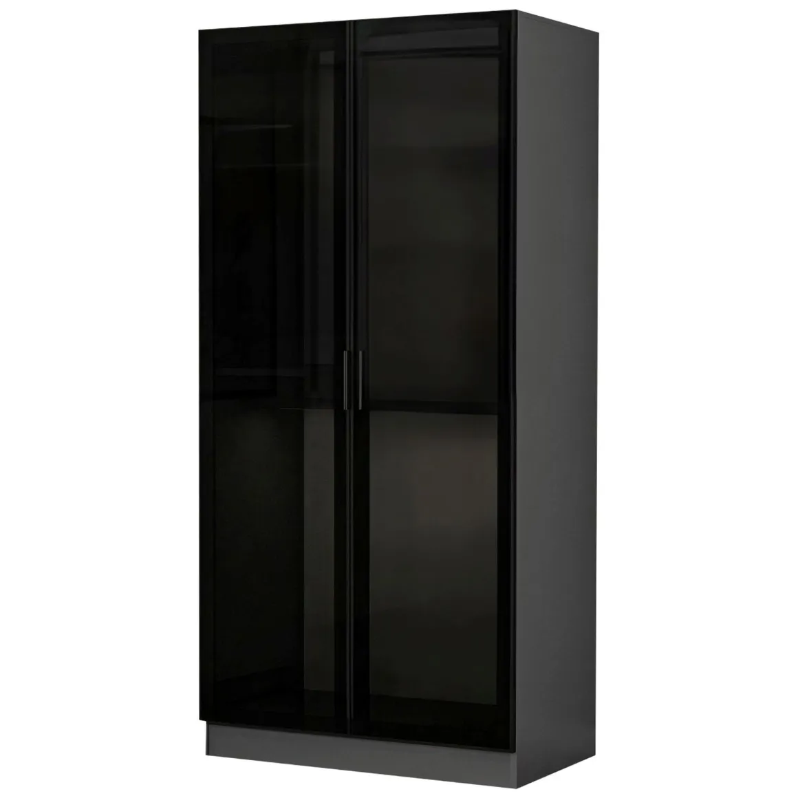 Guardaroba 2 Ante > Dmora Guardaroba 2 Ante Nero Antracite Marrone Rovere 2 Ripiani 2 Ante 77x119h cm, Apertura Scorrevole - Stelvio Marrone Rovere, Nero Antracite
