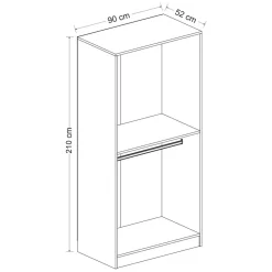 Guardaroba 2 Ante > Dmora Guardaroba 2 Ante Nero Antracite Marrone Rovere 2 Ripiani 2 Ante 77x119h cm, Apertura Scorrevole - Stelvio Marrone Rovere, Nero Antracite