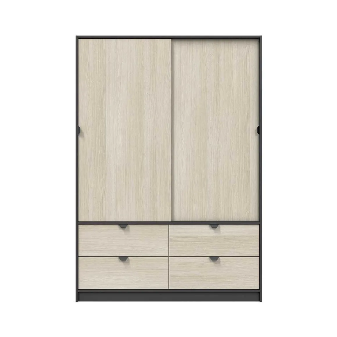 Guardaroba 2 Ante > Dmora Guardaroba 2 Ante Nero Antracite Marrone Rovere 4 Ripiani 2 Ante 100x119h cm, Apertura Scorrevole - Resana Marrone Rovere, Nero Antracite