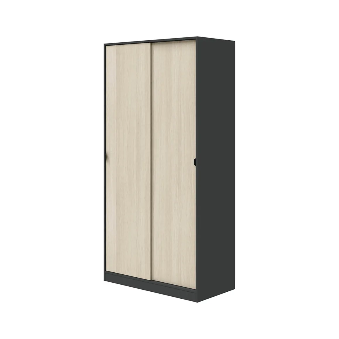 Guardaroba 2 Ante > Dmora Guardaroba 2 Ante Nero Antracite Marrone Rovere Nodi Appendiabiti un Ripiano 79x208h cm, 2 Ante - Venas Marrone Rovere nodi, Nero Antracite