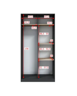 Guardaroba 2 Ante > Dmora Guardaroba 2 Ante Nero Antracite Marrone Rovere Nodi Appendiabiti un Ripiano 79x208h cm, 2 Ante - Venas Marrone Rovere nodi, Nero Antracite
