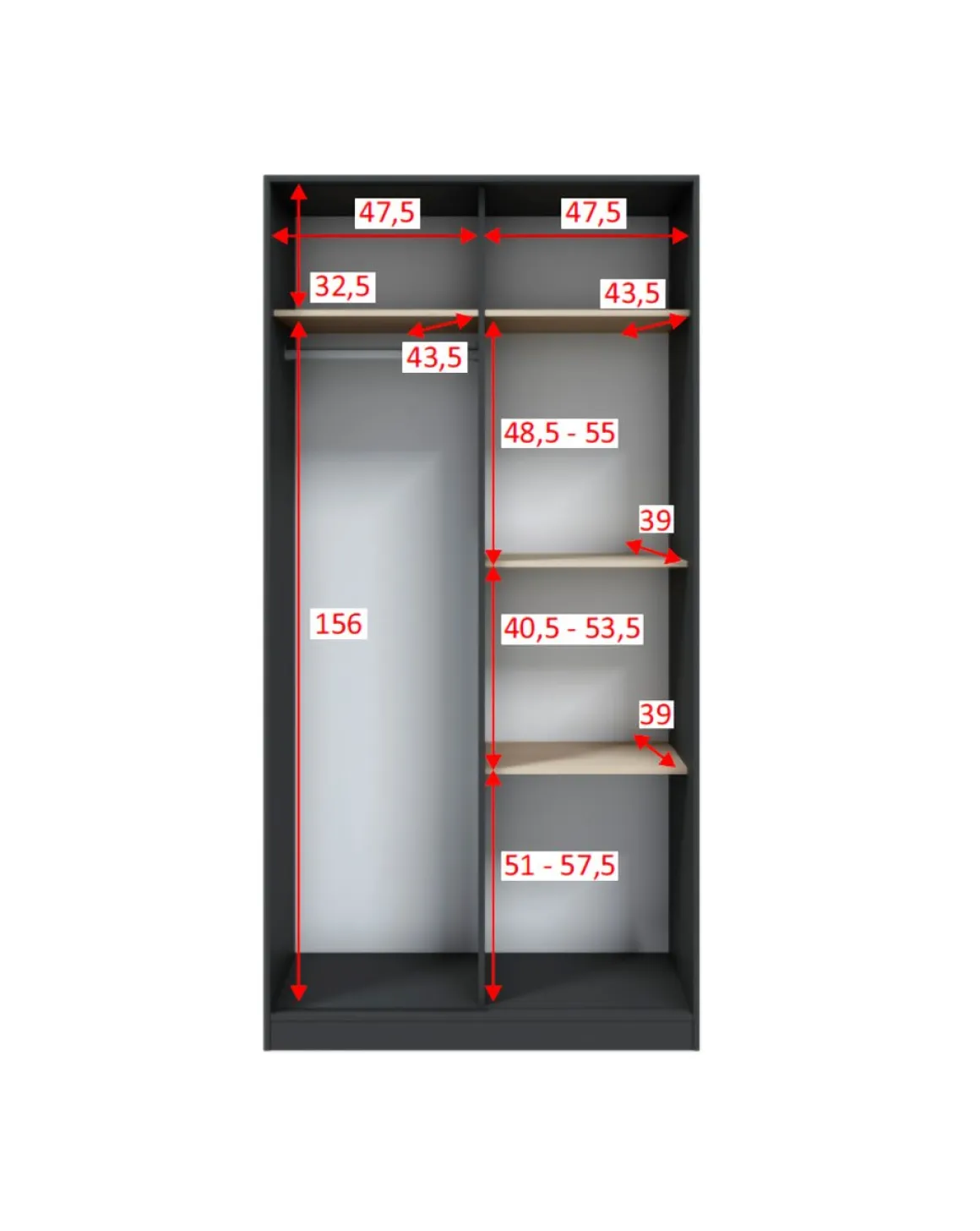 Guardaroba 2 Ante > Dmora Guardaroba 2 Ante Nero Antracite Marrone Rovere Nodi Appendiabiti un Ripiano 79x208h cm, 2 Ante - Venas Marrone Rovere nodi, Nero Antracite