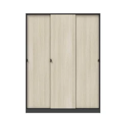 Guardaroba 3 Ante > Dmora Guardaroba 3 Ante Nero Antracite Marrone Rovere 4 Ripiani Appendiabiti 150x50 cm, 3 Ante - Senales Marrone Rovere, Nero Antracite