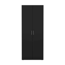 Guardaroba 2 Ante Nero Appendiabiti 5 Ripiani 78.7x200.9h cm, Apertura Battente - Argor