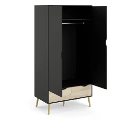 Guardaroba 2 Ante > Dmora Guardaroba 2 ante nero e quercia 98x200h cm - Archilllo Marrone, Nero Quercia