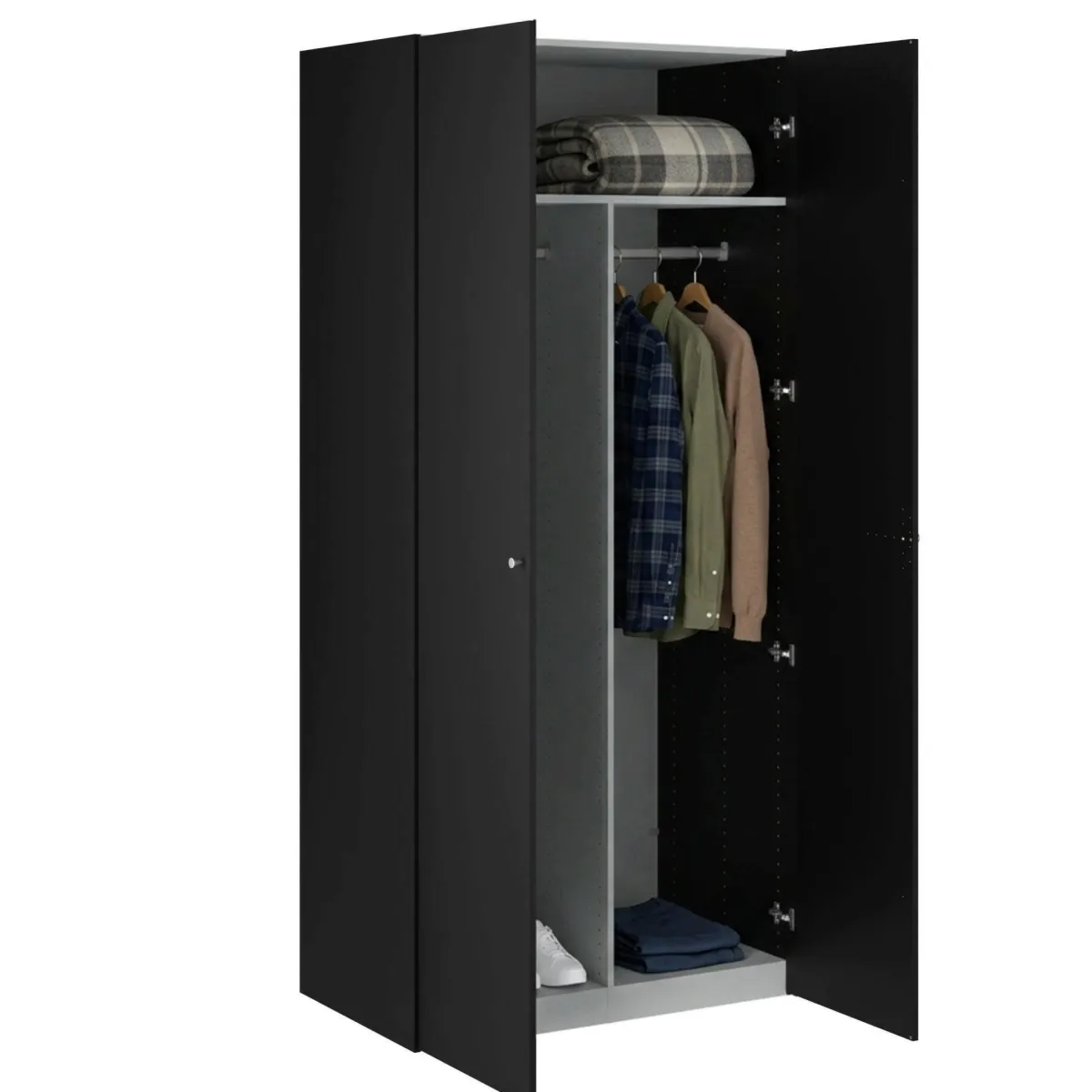 Armadi Multiuso 2 Ante > Dmora Guardaroba 2 ante salvaspazio 100x218h cm - Anagni Nero