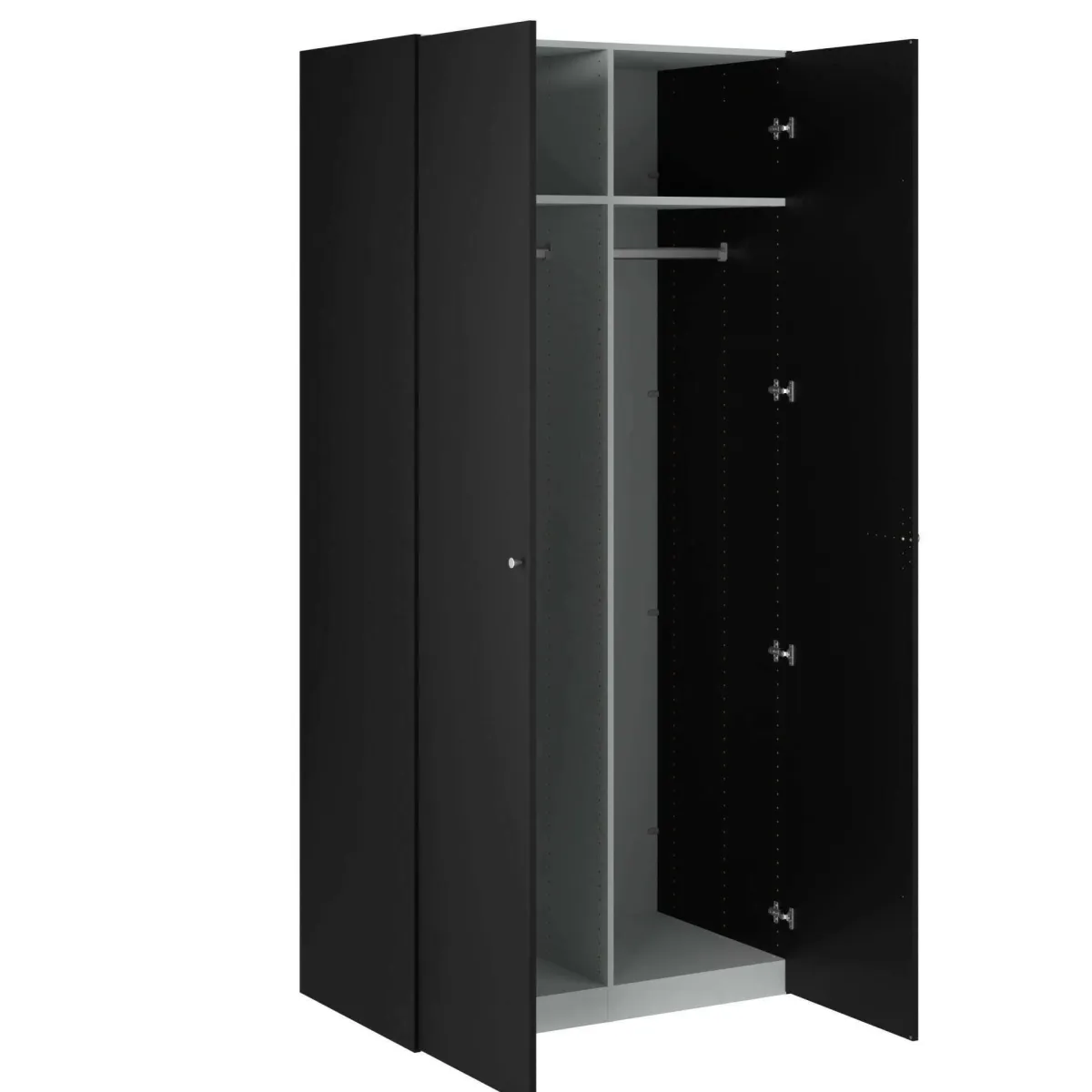 Armadi Multiuso 2 Ante > Dmora Guardaroba 2 ante salvaspazio 100x218h cm - Anagni Nero