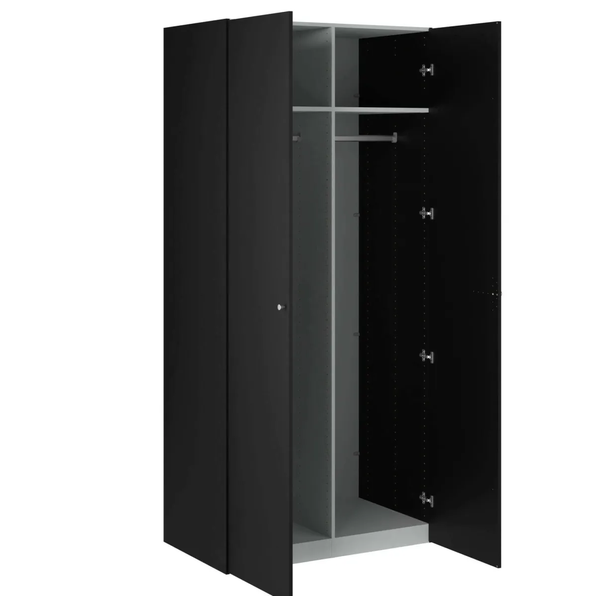 Armadi Multiuso 2 Ante > Dmora Guardaroba 2 ante salvaspazio 100x218h cm - Anagni Nero