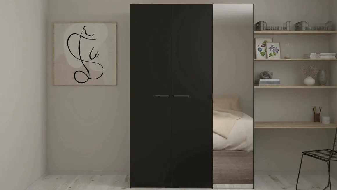 Guardaroba 3 ante nero salvaspazio 150x218h cm - Arce