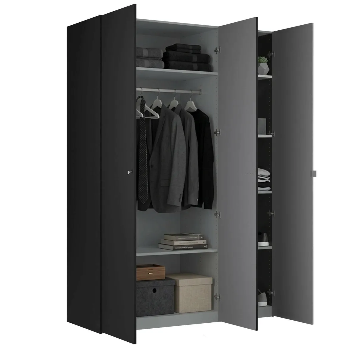 Guardaroba 3 ante nero salvaspazio 150x218h cm - Arce