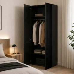 Guardaroba 2 ante nero 90x198h cm - Caiazzo
