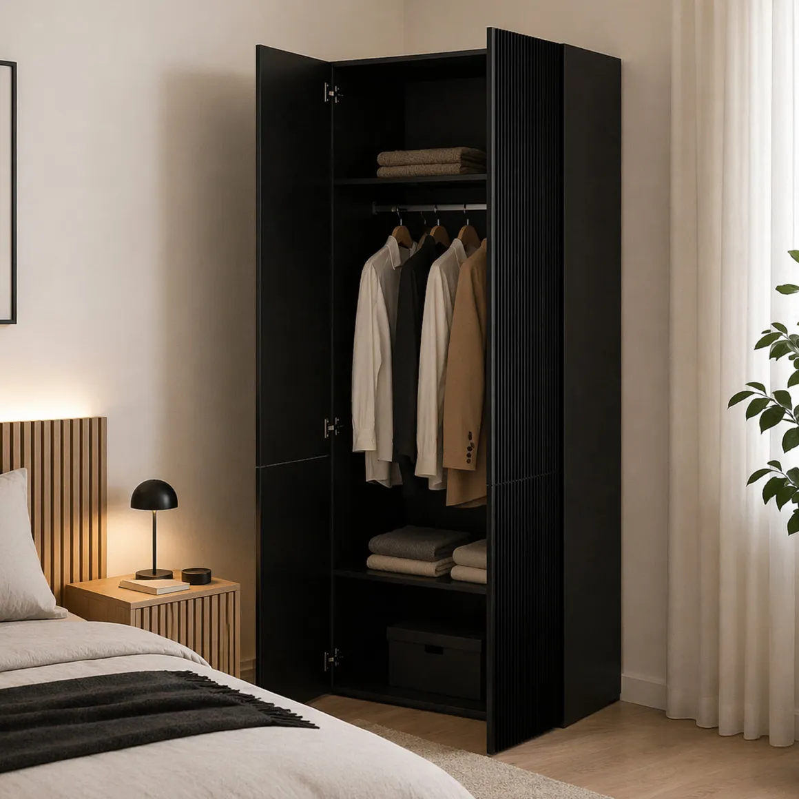 Guardaroba 2 ante nero 90x198h cm - Caiazzo